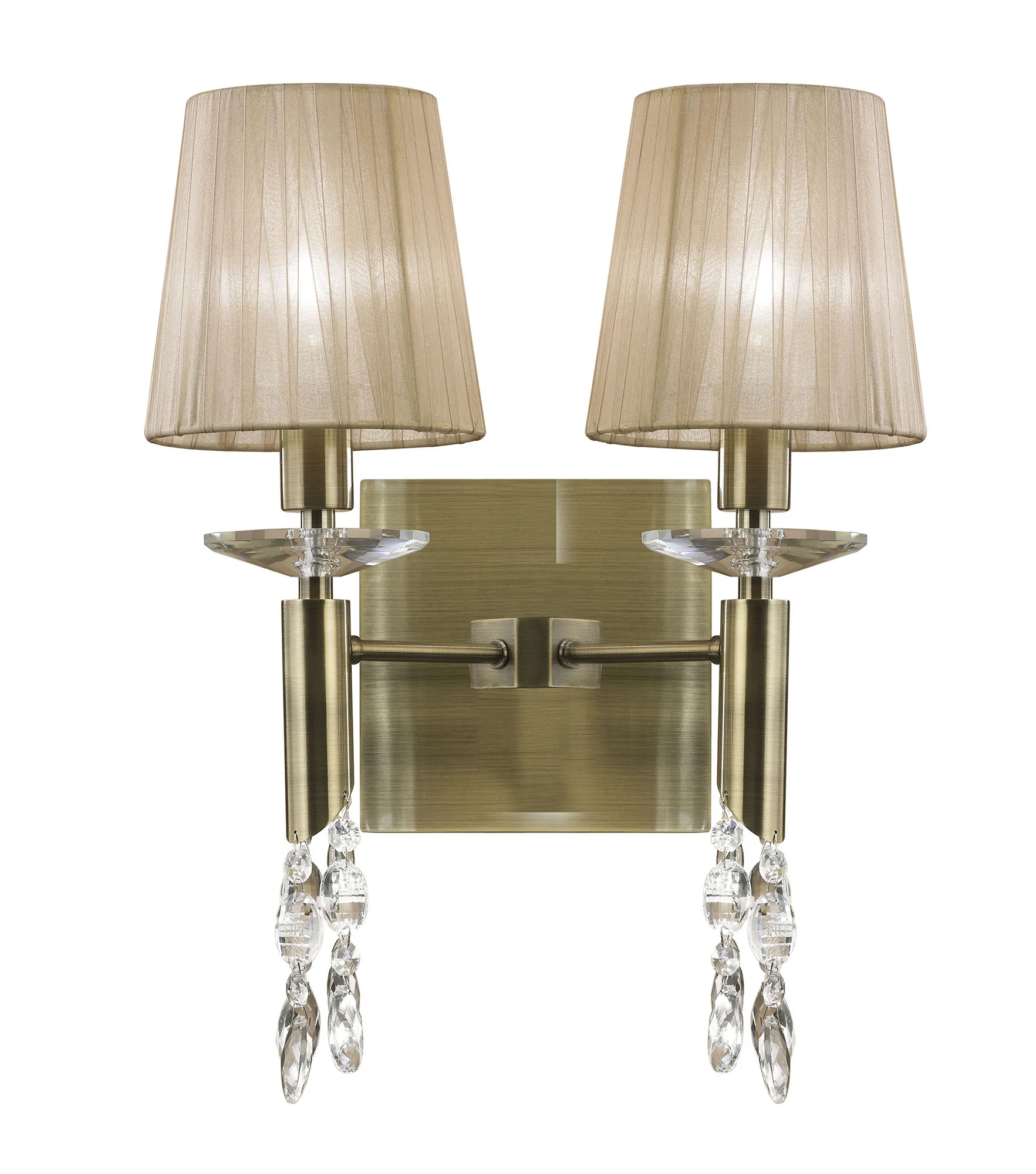 Tiffany Antique Brass-Soft Bronze Crystal Wall Lights Mantra Shaded Wall Lights